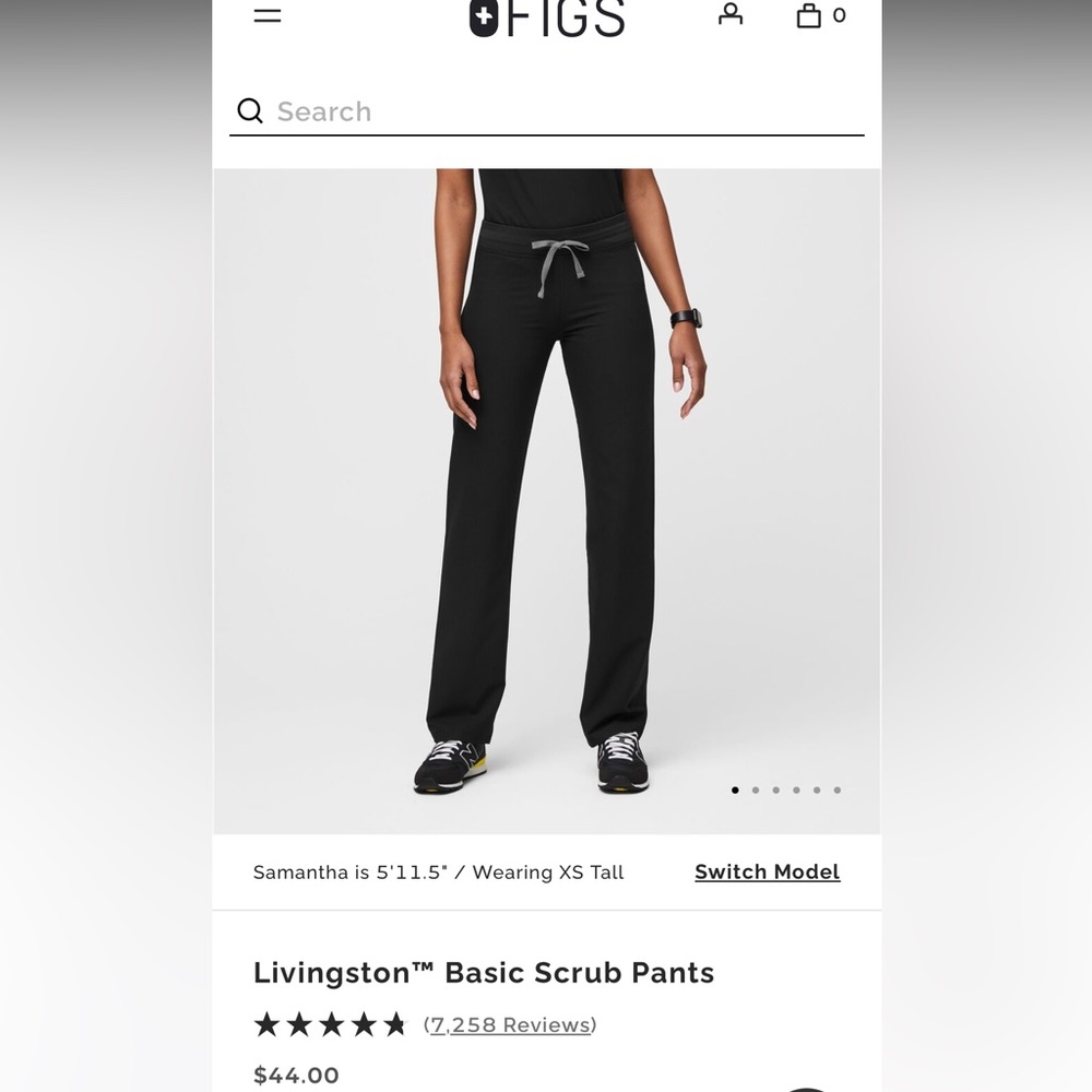 Figs black Livingston Basic Scrub Pants size petite large